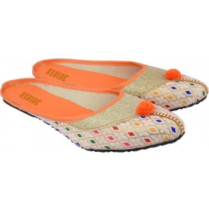 Oxhide Orange Women Mules