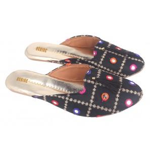 Oxhide Black Women Mules